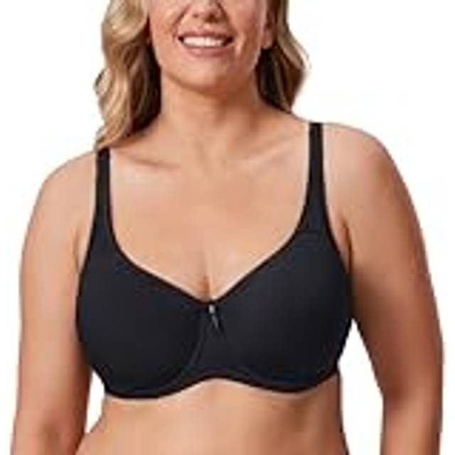 DELIMIRA T-shirt Dam Full Täckning Plus Size Sömlös Vadderad Bygel-bh Svart 75C