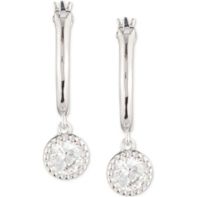 Lauren Ralph Lauren Sterling Silver & Crystal Hoop Drop Earrings