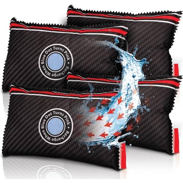 Car Dehumidifier Bag 4x 350g | Absorbs Moisture, Damp, & Condensation on Windscreens & Car Interior | 100% Leakproof | Reusable Dehumidifier |
