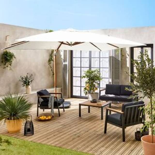 Sweeek - 3x4m rectangular cantilever parasol, Wimereux, Off-White