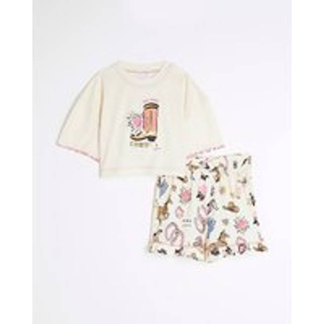 River Island Girls Cream Western Cowgirl Pyjamas Set - 9-10 Yrs