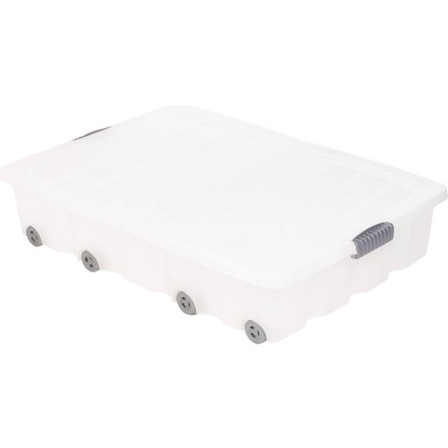(Large (70L) (Out of Stock), White) 35/45/70L Under Bed Plastic Storage Box Wheels+Lid