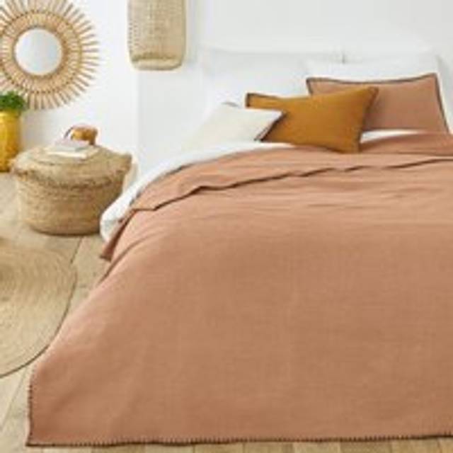 Raoul 100% Plain Cotton Bedspread - praline - 230X250CM