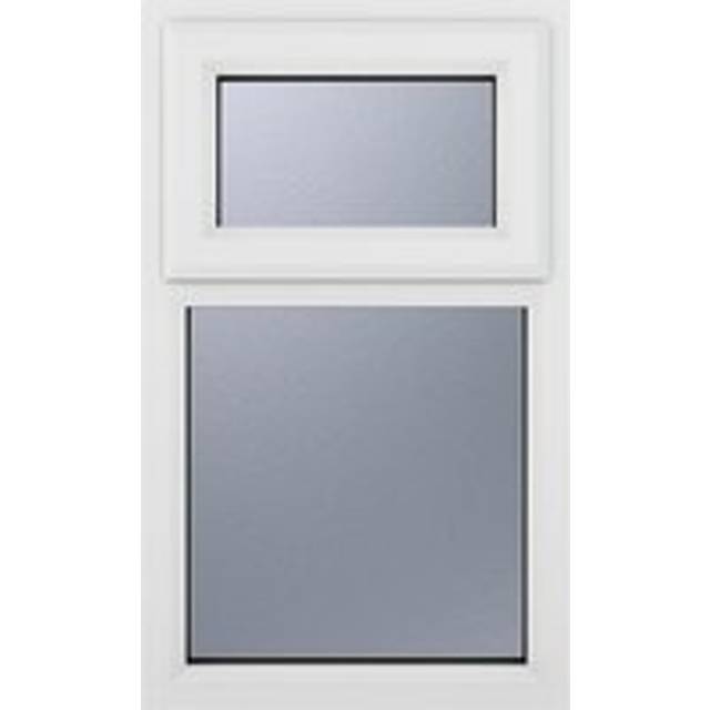 Crystal uPVC Double Glazed Window Top Hung Over Fixed Light White Obscure Glass 1190x1115mm - Crystal-Direct - 111.5 x 119 x 7cm