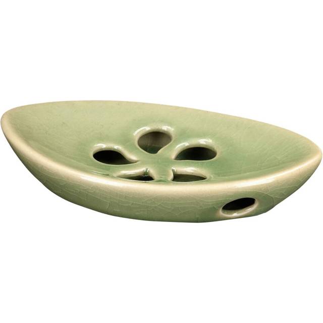 LungMongKol Shop Ceramic Soap Dish with Self Draining Tray for Bar Soap  Bathroom  Kitchen (Green No.1)