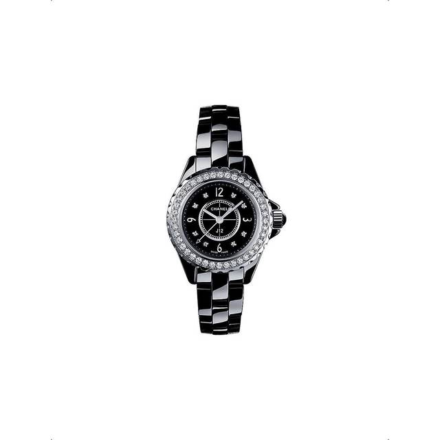 Chanel Womens Steel H2571 J12 29mm Diamonds High-tech Ceramic, and 0.13ct Diamond Quartz Watch - STEEL