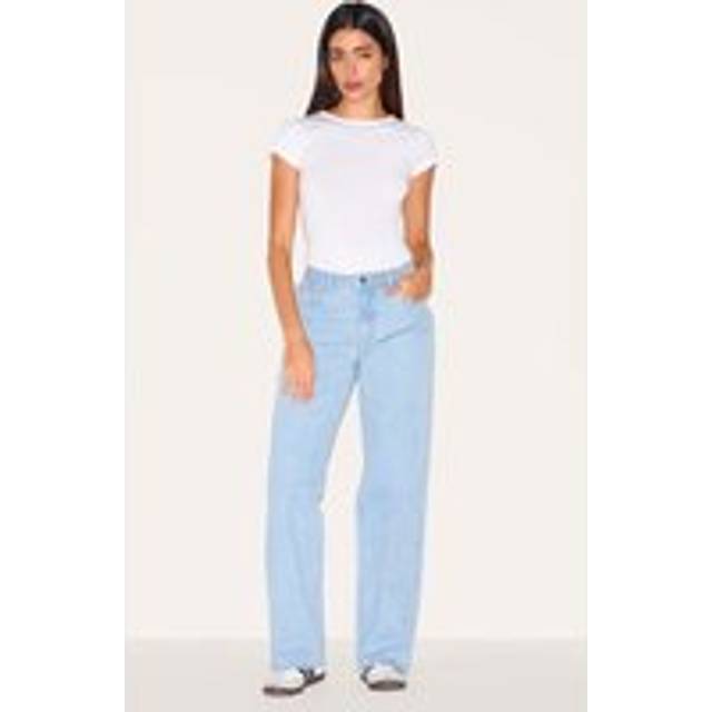 Light Blue Mid Rise Straight Leg Jeans, Light Blue - 4