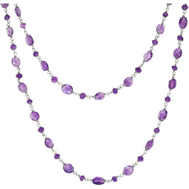 Sterling Silver Amethyst Bead Chain Link Necklace