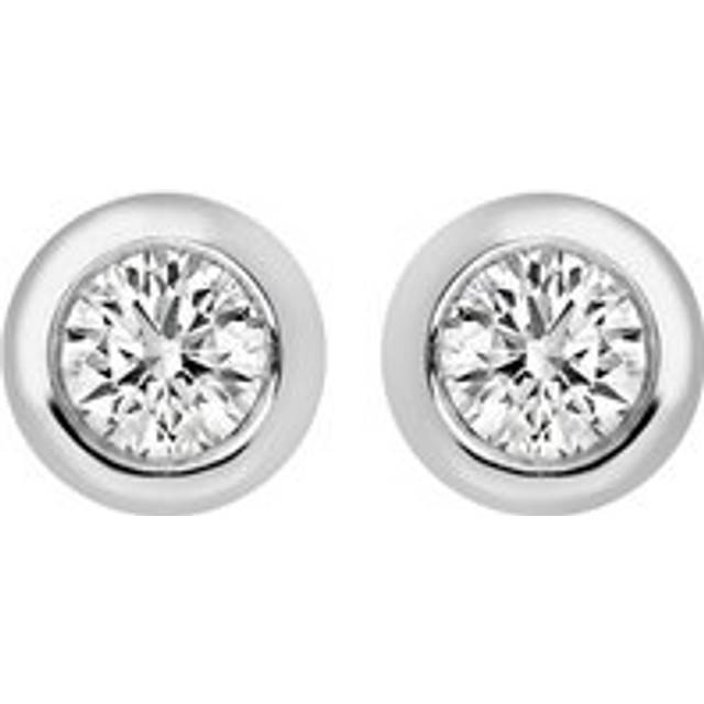 18ct White Gold 0.06ct Diamond Bezel Set Solitaire Stud Earrings - White Gold