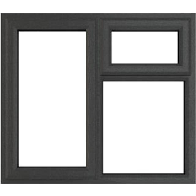 Crystal uPVC Grey Left Hung Top Opener Clear Double Glazed Fixed Light Window - 1190 x 965mm - Grey & White