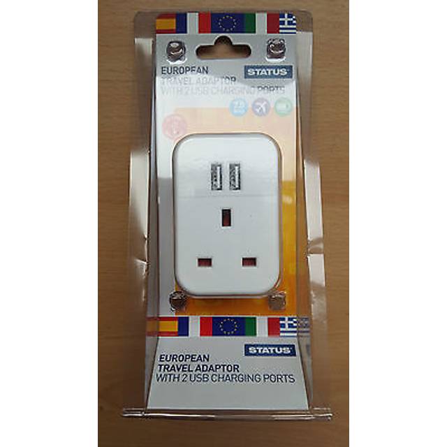 European travel plug through adaptor 2 usb ports 2 pin europe socket great value