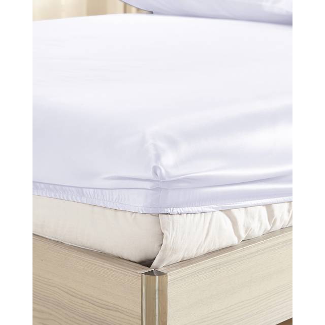 LILYSILK Silk Sheet UK For Deeper Sleep And Relaxation 22 Momme Seamless Silk Fitted Sheet White Single(90x190+30cm)