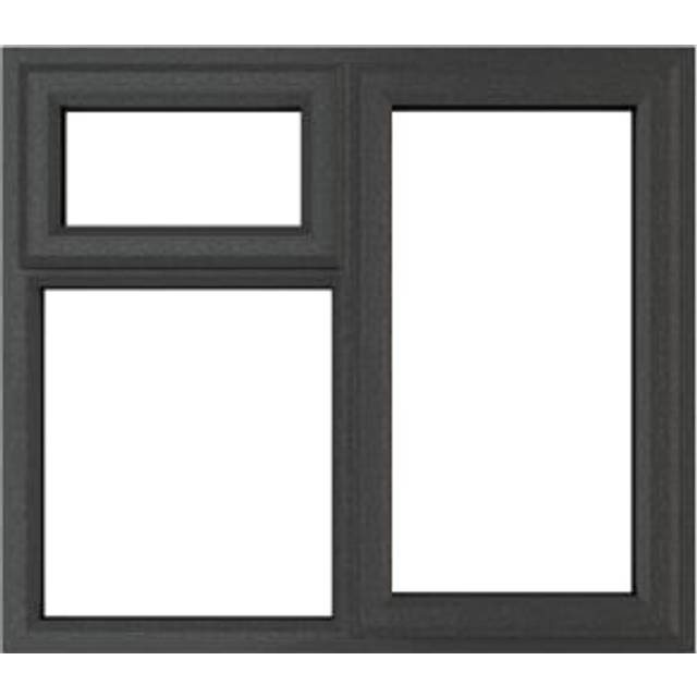 Crystal uPVC Triple Glazed Window RH Side Hung and Top Opener Grey White Clear Glass 1190x1115mm - Crystal-Direct - 111.5 x 119 x 7cm