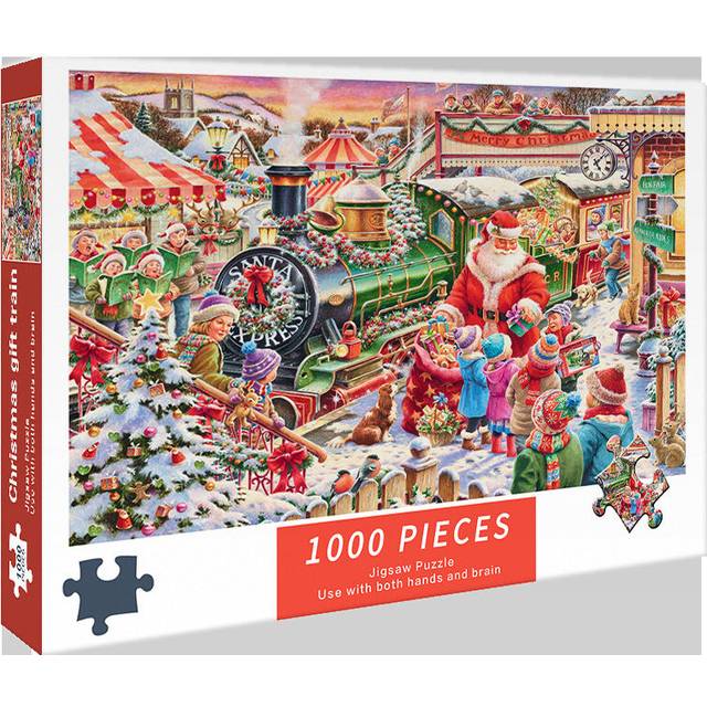 Elosung (2 Pcs) 1000 Piece Christmas Train Jigsaw Puzzle High Difficulty Stress Relief Toy Puzzles