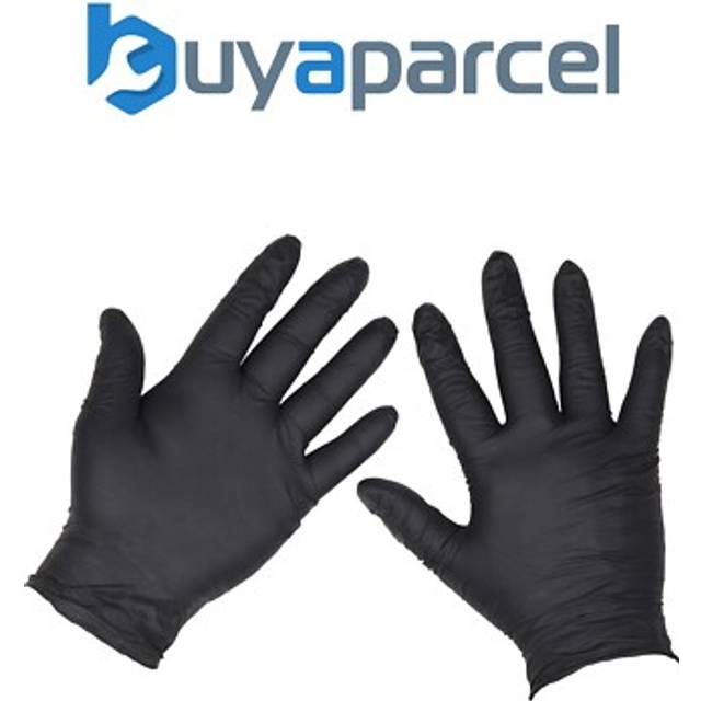 Sealey Extra Thick Powder Free Disposable Nitrile Gloves Black L Pack of 100