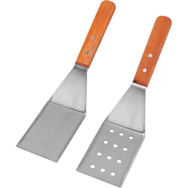 Spatula Turner Grill Flat Spatula Stainless Steel Comfortable Grip Wood Handle Heat Resistant Easy Beveled Spatula and Slotted Beveled Spatula