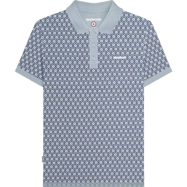 (L, Dusky Blue) Lambretta Mens AW24 Geometric Polo Shirt
