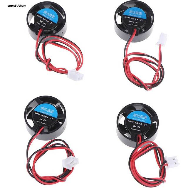 LBQ 25.5x10mm 5V 9V 12V 24V Round Mini Cooling Fan for LED Lamps Computer
