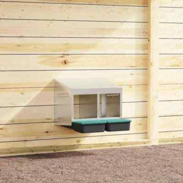 vidaXL Chicken Nesting Box 2 Compartments Wall-Mounted Galvanised Steel - Silver