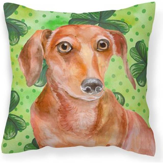 Caroline's Treasures BB9881PW1818 Red Dachshund St Patrick's Outdoor Canvas Pillow  Multicolor