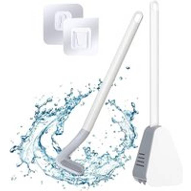 Ikodm - Golf Toilet Brush with Holder and Toilet Brush, Silicone Toilet Brush with Long Handle(White)