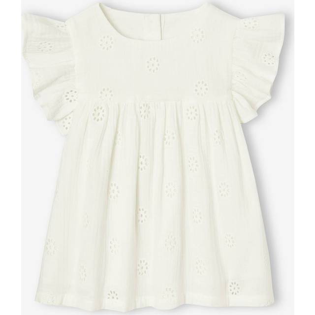 Embroidered Cotton Gauze Blouse for Girls white