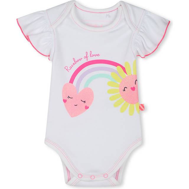 Billieblush, Body, female, White, 6 M, Rainbow Lettering Cotton Bodysuit