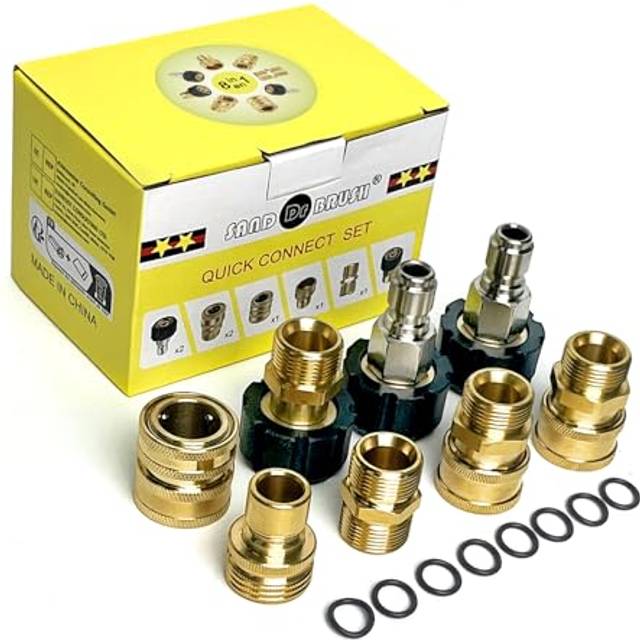 Pressure Washer Adapter Setï¼Quick Disconnect Hose Fittings Kitï¼Quick Connect Metric M22-14 Female Thread to Male Fittingï¼Brass Quick Coupler 3/8