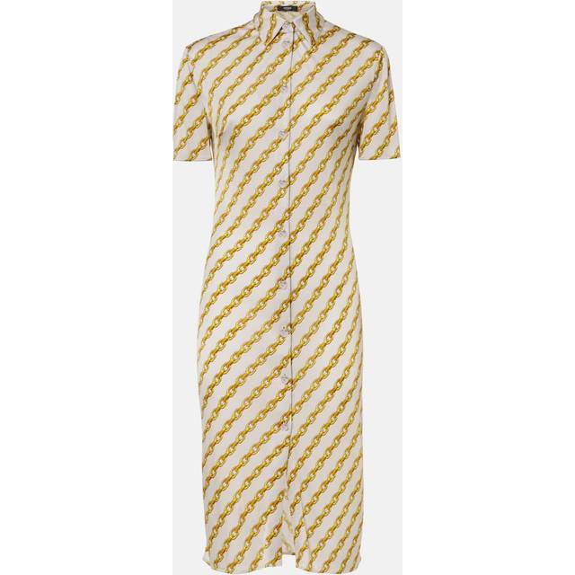 Versace Chain Stripe satin shirt dress - white (UK 12)