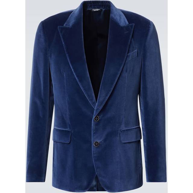 Dolce & Gabbana, Blazers, male, Blue, L, Velvet blazer
