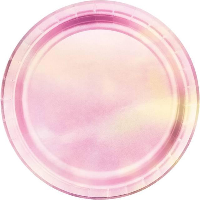 Creative Party Paper Iridescent Dinner Plate (Pack of 8) - Pink - one size
