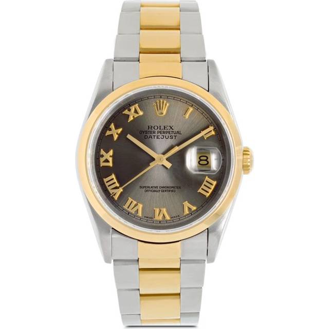 Pre-Owned Rolex Datejust 18K Yellow Gold Steel Champagne Wristwatch 36 mm