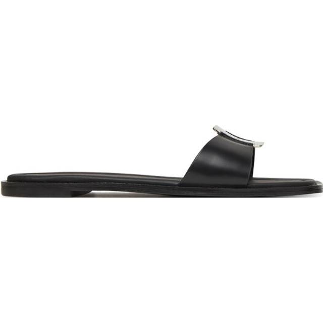 Calvin Klein Metal Buckle Flat Slide - Black, Black, Size 38, Women