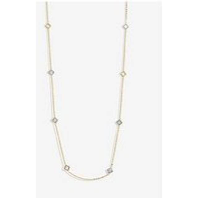 Gold Plated Long Clover Necklace - One Size