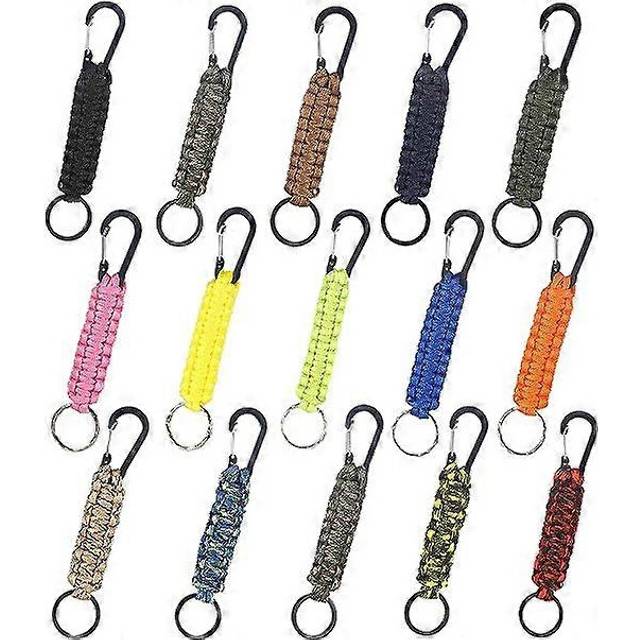 (As show, One size) 15 Pieces Paracord Keychain Quick Release Key Clip Lanyard Key Ring Hook Heavy Duty Keychain for Men Women Sports