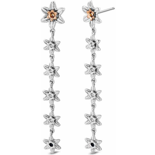 Nature's Wonder Sterling Silver Daffodil Drop-Hoop Earrings
