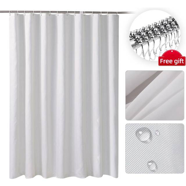 1st duschdraperi Hushållsbruk Vanlig färg Förtjockad ogenomtränglig trasa Snabbtorkande vattentät och 180cm * 220cm vit