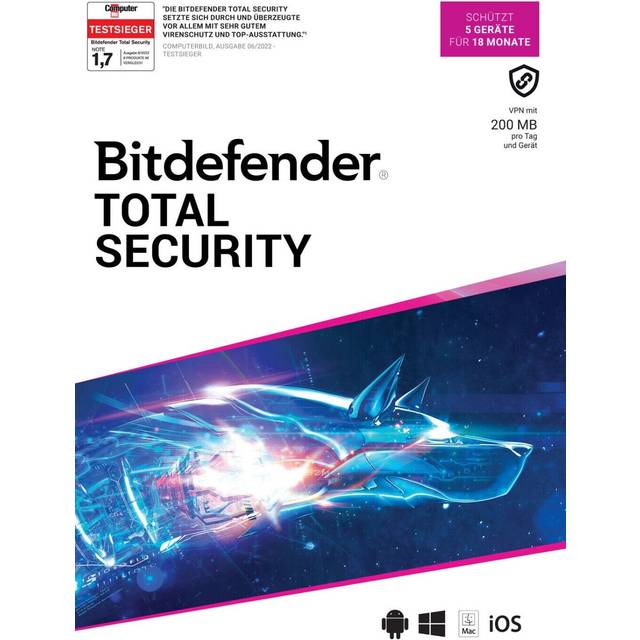 Bitdefender Total Security 2024/2025, 5 Geräte - 18 Monate , Download
