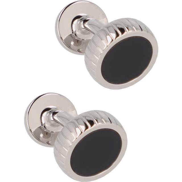 BOSS Men's Black Enamel Brass Round Cufflinks