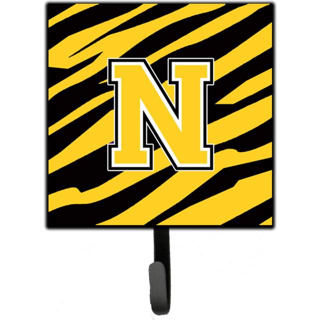 """""Caroline's Treasures CJ1026-NSH4 Letter N Initial Monogram-Tiger Stripe-Black Gold Leash Holder or Key Hook  Small  Multicolor"""""