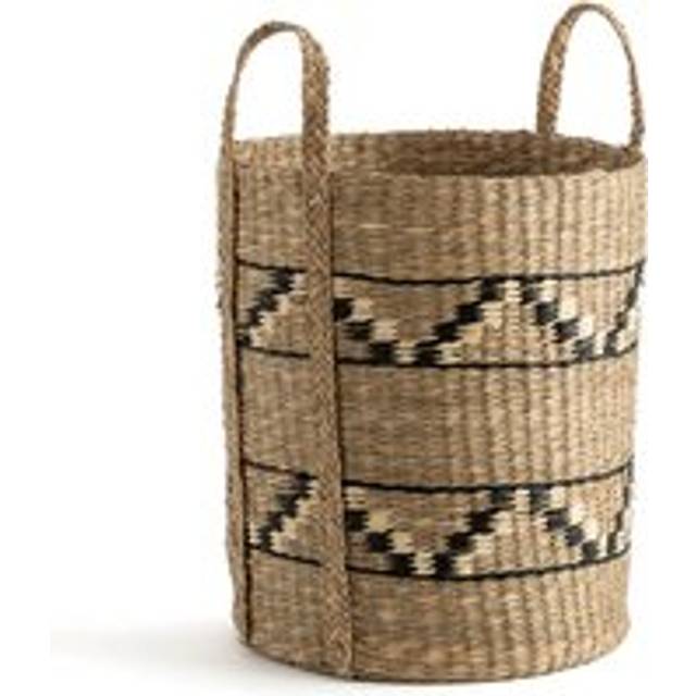 Zac Woven Grass Tall Basket - natural/black - ONE SIZE