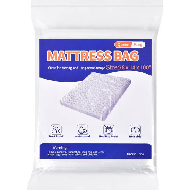 Mattress Bag for Moving Storage - Plastic Mattress Protector Cover  Queen and King Size (1Pack  Queen/King)