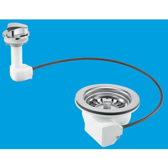 "McAlpine PUS113-CP 1Â½"" Pop-Up Basket Strainer Waste: 113mm Stainless Steel Flange: Chrome Plated Plastic Command Knob: Centre Pin Model"