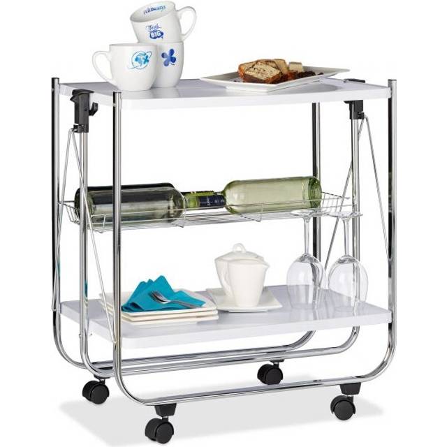 Folding serving trolley