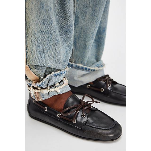 Yachting Day Boat Shoes by Jeffrey Campbell in Black Ruboff, Size: US 8