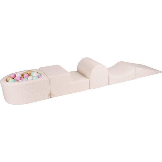 Foam climbing blocks for toddlers Boucle White MeowBaby® 4 elements with Ball Pit 57x45x30cm 250x45x30 cm