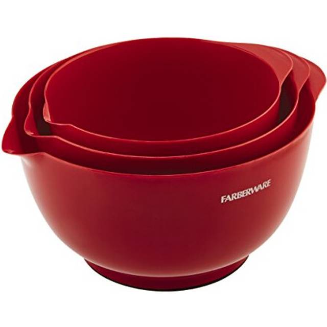 Farberware Classic Plastic Mixing Bowls, Red Set of 3