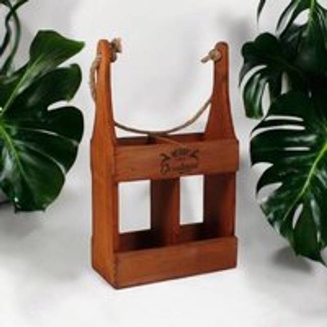 2 Bottle Wine Holder - Wood - L10 x W21 x H39 cm