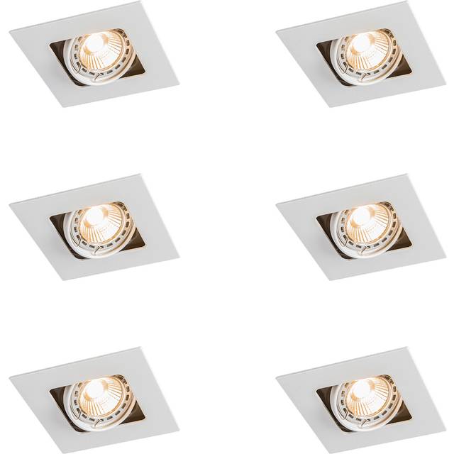 Qazqa - Set of 6 Square Recessed Spotlight White Rotatable and Tiltable - Artemis