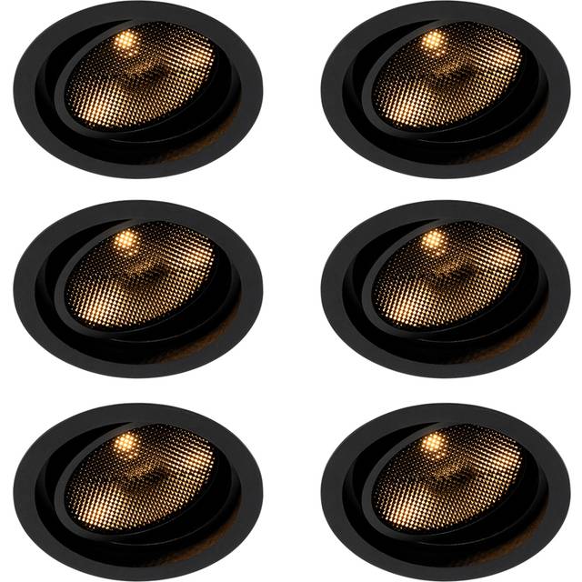Set med 6 moderna svarta justerbara infällda spotlights - Coop 111 Honey